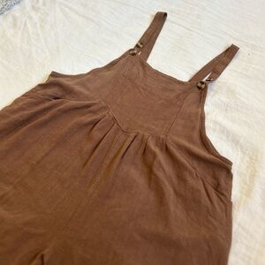 Brown Linen Overalls